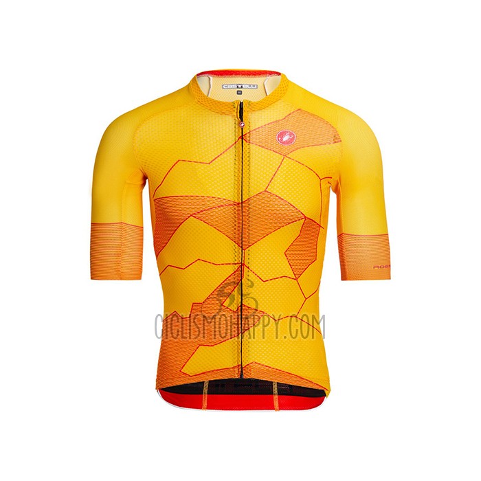Castelli Cycling Jersey Bib Short 2021 Men Short Sleeve Yellow Orange