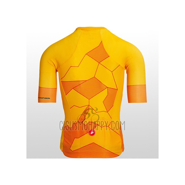 Castelli Cycling Jersey Bib Short 2021 Men Short Sleeve Yellow Orange