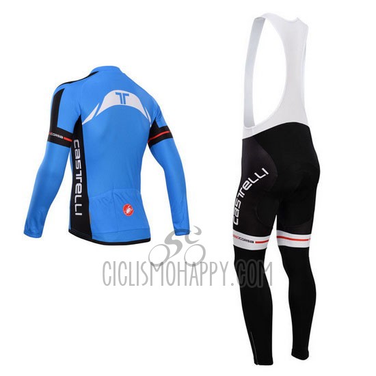 Castelli Cycling Jersey Bib Tight 2014 Men Long Sleeve Blue and Black