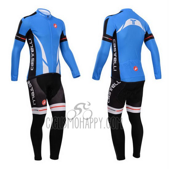 Castelli Cycling Jersey Bib Tight 2014 Men Long Sleeve Blue and Black