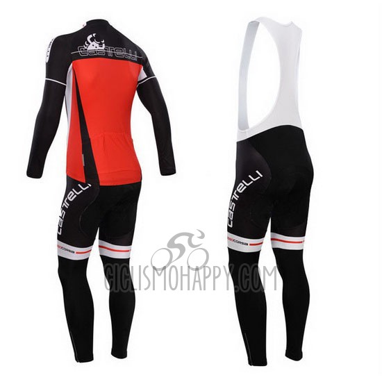 Castelli Cycling Jersey Bib Tight 2014 Men Long Sleeve Red
