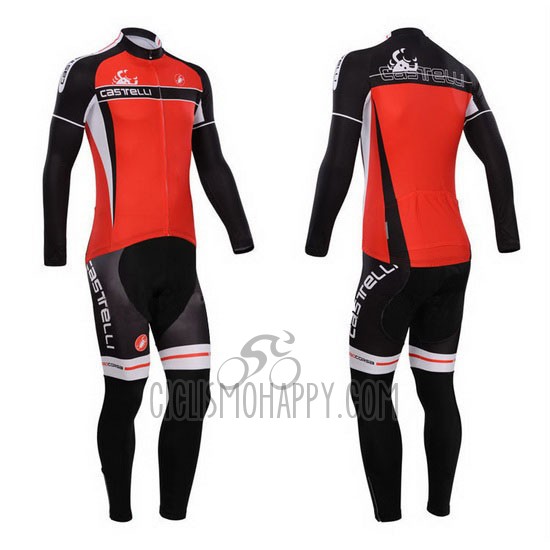 Castelli Cycling Jersey Bib Tight 2014 Men Long Sleeve Red