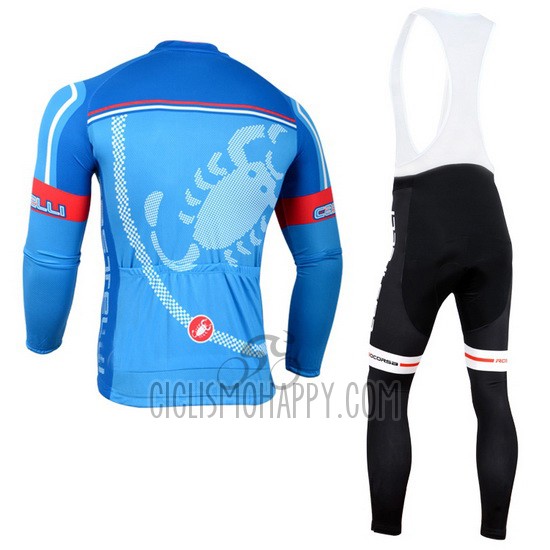 Castelli Cycling Jersey Bib Tight 2014 Men Long Sleeve Red Sky Blue
