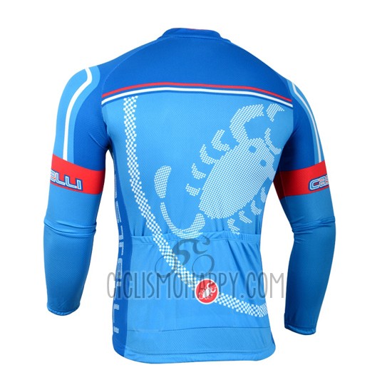 Castelli Cycling Jersey Bib Tight 2014 Men Long Sleeve Red Sky Blue