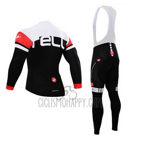 Castelli Cycling Jersey Bib Tight 2015 Men Long Sleeve Deep White and Black