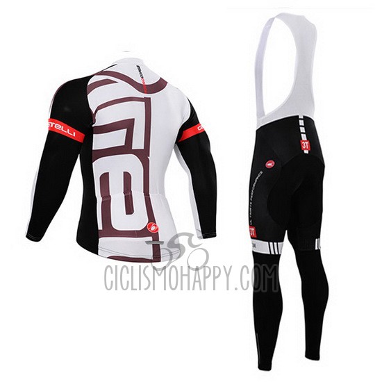 Castelli Cycling Jersey Bib Tight 2015 Men Long Sleeve White Fuchsia