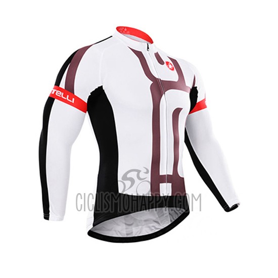 Castelli Cycling Jersey Bib Tight 2015 Men Long Sleeve White Fuchsia
