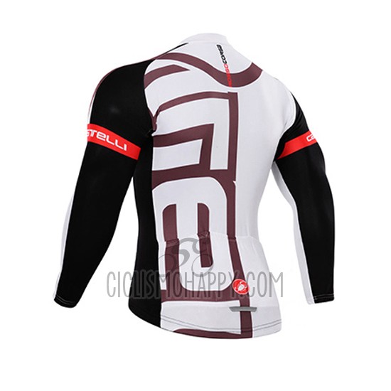 Castelli Cycling Jersey Bib Tight 2015 Men Long Sleeve White Fuchsia