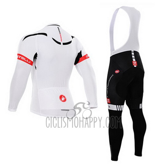 Castelli Cycling Jersey Bib Tight 2015 Men Long Sleeve White and Black