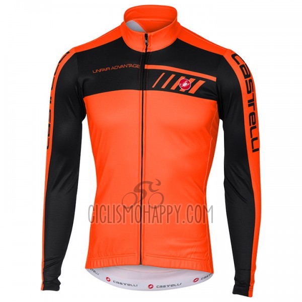 Castelli Cycling Jersey Bib Tight 2017 Men Long Sleeve Orange and Black