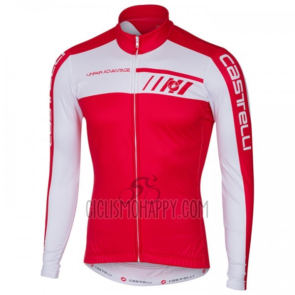 Castelli Cycling Jersey Bib Tight 2017 Men Long Sleeve White and Red