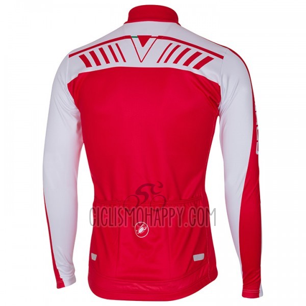 Castelli Cycling Jersey Bib Tight 2017 Men Long Sleeve White and Red