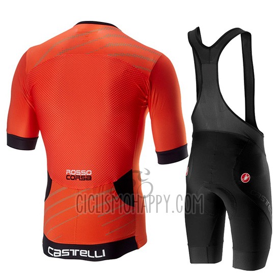 Castelli Free Speed Race Cycling Jersey Bib Short 2019 Men Short Sleeve Orange