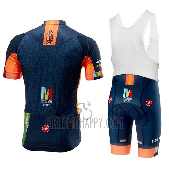 Castelli Maratona Dles Dolomites-Enel Cycling Jersey Bib Short 2018 Men Short Sleeve Blue Orange