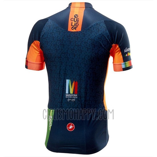 Castelli Maratona Dles Dolomites-Enel Cycling Jersey Bib Short 2018 Men Short Sleeve Blue Orange