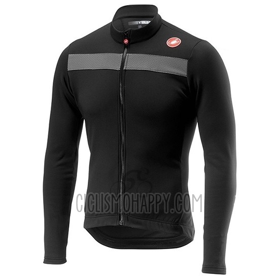 Castelli Puro 3 Cycling Jersey Bib Tight 2019 Men Long Sleeve Gray Black