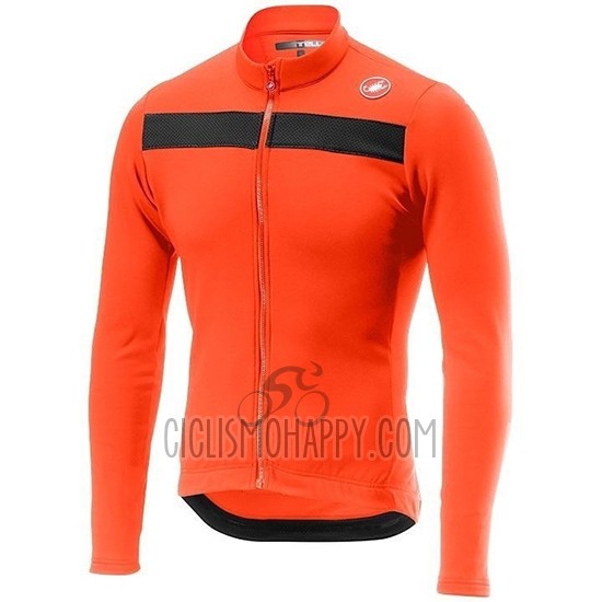 Castelli Puro 3 Cycling Jersey Bib Tight 2019 Men Long Sleeve Orange Black