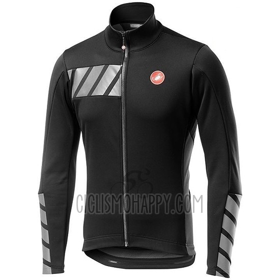 Castelli Raddoppia 2 Cycling Jersey Bib Tight 2019 Men Long Sleeve Black Silver