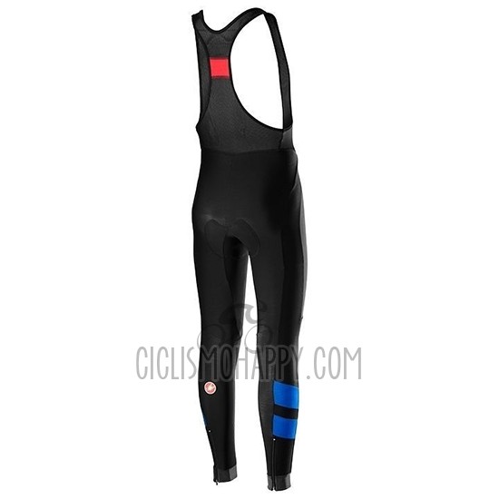 Castelli Raddoppia 2 Cycling Jersey Bib Tight 2019 Men Long Sleeve Blue Silver