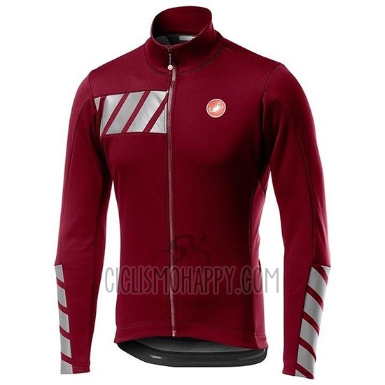 Castelli Raddoppia 2 Cycling Jersey Bib Tight 2019 Men Long Sleeve Red Silver