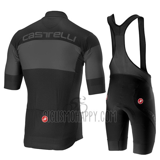 Castelli Ruota Cycling Jersey Bib Short 2019 Men Short Sleeve Black Gray