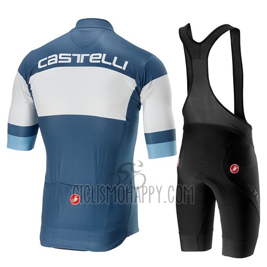 Castelli Ruota Cycling Jersey Bib Short 2019 Men Short Sleeve Blue White