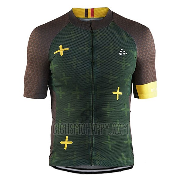 Craft Cycling Jersey Bib Short 2017 Men Short Sleeve Monuments Marron and Green