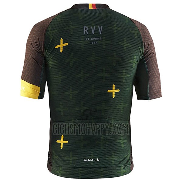 Craft Cycling Jersey Bib Short 2017 Men Short Sleeve Monuments Marron and Green