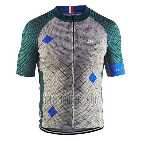 Craft Cycling Jersey Bib Short 2017 Men Short Sleeve Monuments Silver and Green