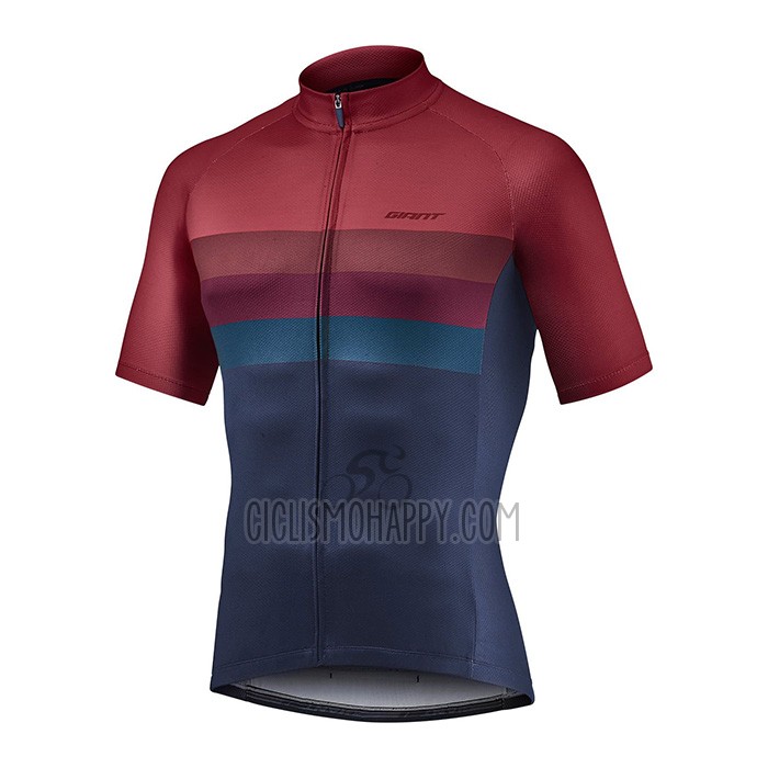 Giant Cycling Jersey Bib Short 2021 Men Short Sleeve Dark Red Blue