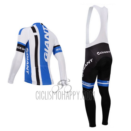 Giant Cycling Jersey Bib Tight 2014 Men Long Sleeve White and Sky Blue