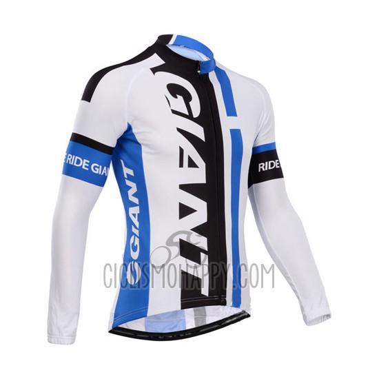 Giant Cycling Jersey Bib Tight 2014 Men Long Sleeve White and Sky Blue
