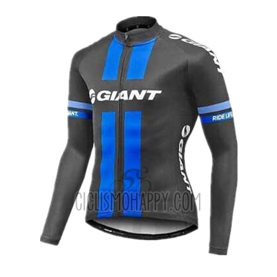 Giant Cycling Jersey Bib Tight 2017 Men Long Sleeve Blue and Gray