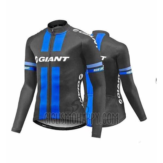 Giant Cycling Jersey Bib Tight 2017 Men Long Sleeve Blue and Gray