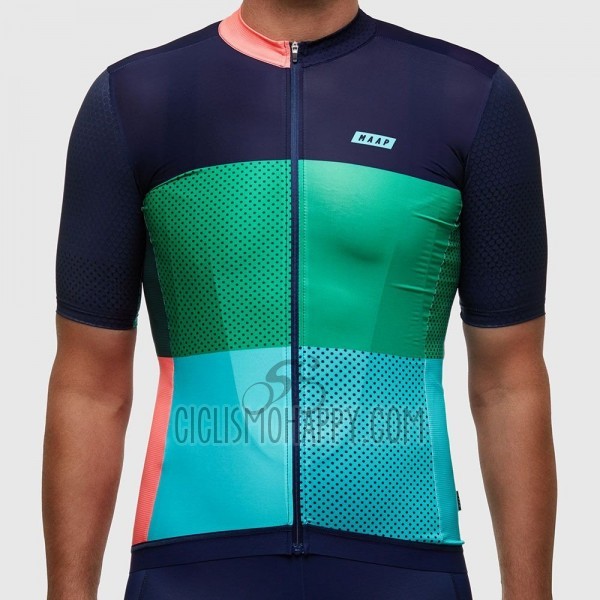 Maap Sector Pro Cycling Jersey Bib Short 2017 Men Short Sleeve Green and Blue