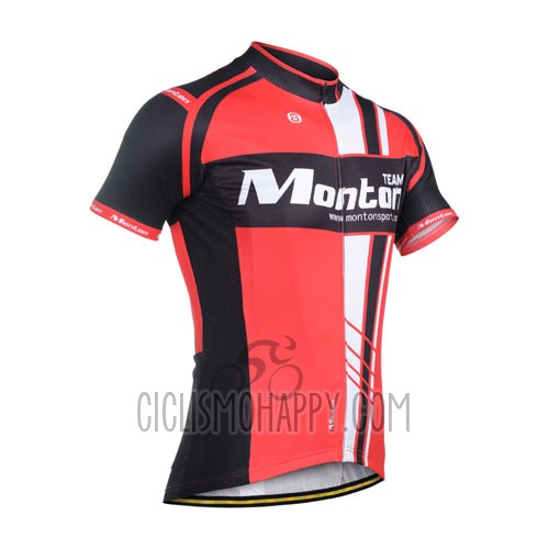 Monton Cycling Jersey Bib Short 2014 Men Short Sleeve Black and Red