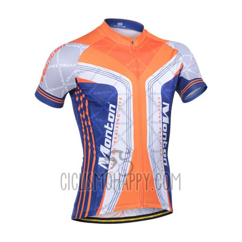Monton Cycling Jersey Bib Short 2014 Men Short Sleeve Blue and Orange