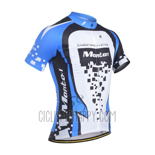 Monton Cycling Jersey Bib Short 2014 Men Short Sleeve Blue and White