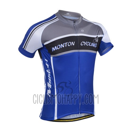 Monton Cycling Jersey Bib Short 2014 Men Short Sleeve Gray and Blue
