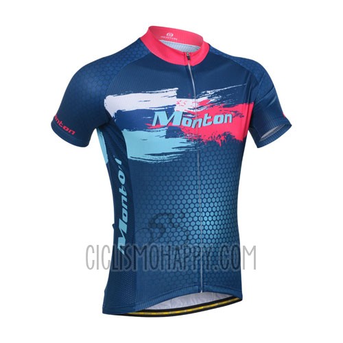Monton Cycling Jersey Bib Short 2014 Men Short Sleeve Red and Blue