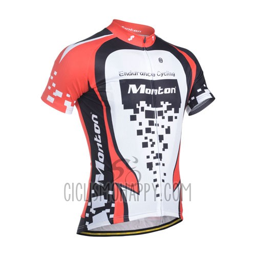 Monton Cycling Jersey Bib Short 2014 Men Short Sleeve Red and White