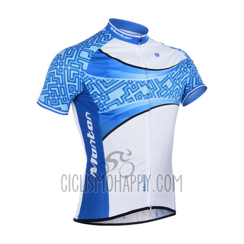 Monton Cycling Jersey Bib Short 2014 Men Short Sleeve Sky Blue and White