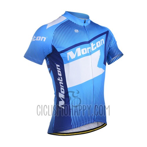 Monton Cycling Jersey Bib Short 2014 Men Short Sleeve White and Blue