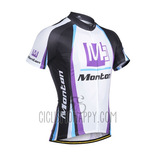 Monton Cycling Jersey Bib Short 2014 Men Short Sleeve White and Purple