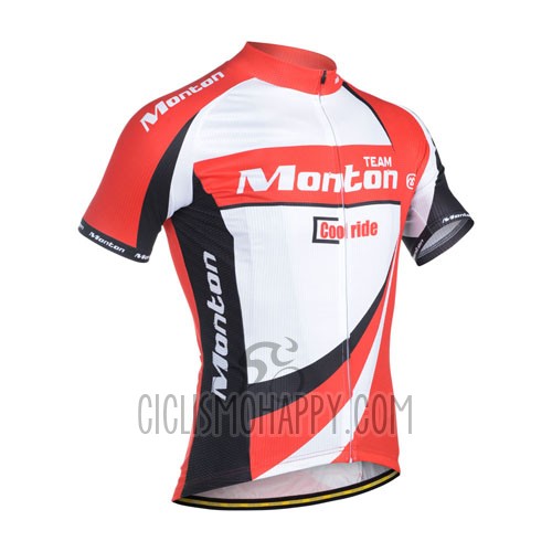 Monton Cycling Jersey Bib Short 2014 Men Short Sleeve White and Red