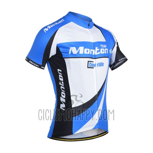 Monton Cycling Jersey Bib Short 2014 Men Short Sleeve White and Sky Blue