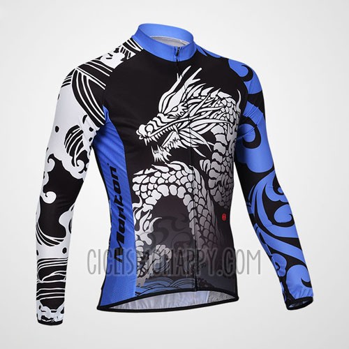 Monton Cycling Jersey Bib Tight 2014 Men Long Sleeve Black and Blue