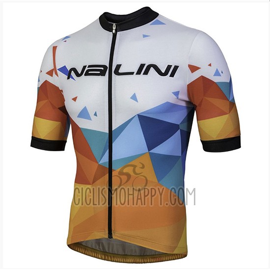 Nalini Ahs Discesa Cycling Jersey Bib Short 2018 Men Short Sleeve White and Orange