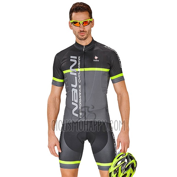 Nalini Brivio Cycling Jersey Bib Short 2017 Men Short Sleeve Black and Gray