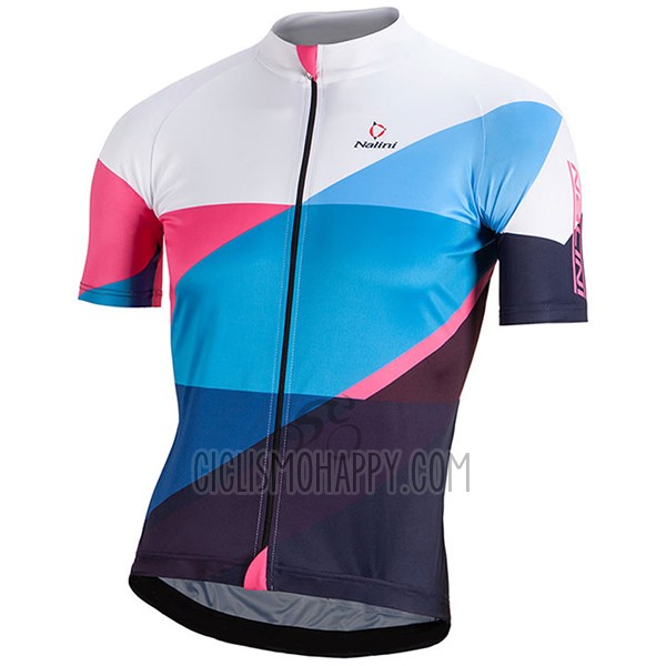 Nalini Champion Cycling Jersey Bib Short 2017 Men Short Sleeve Blue and White